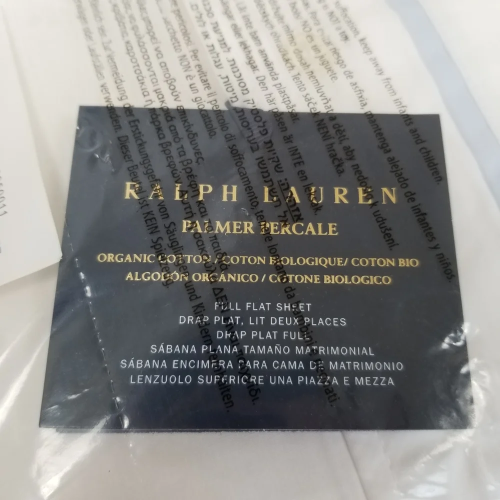Ralph Lauren Organic Cotton Palmer Percale Full Flat Sheet New